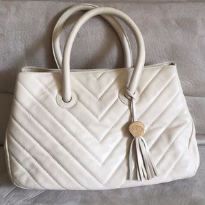 Furla Ivory Leather Tassel Satchel